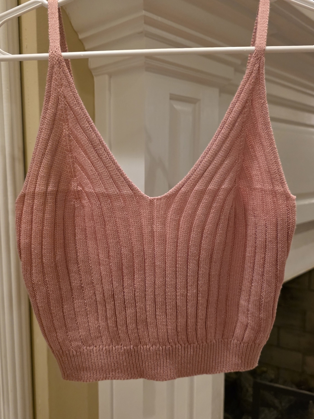 Hem & Thread Dusty Rose Ribbed V-Neck Crop Cami